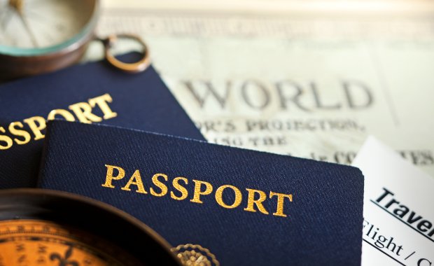 Golf trip passport and travel documents